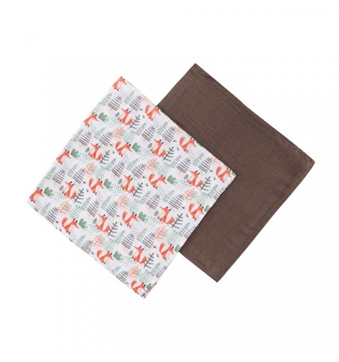 Petite&Mars Misty - 2 otulacze muślin bambusowy 120x120 | Forest Fox